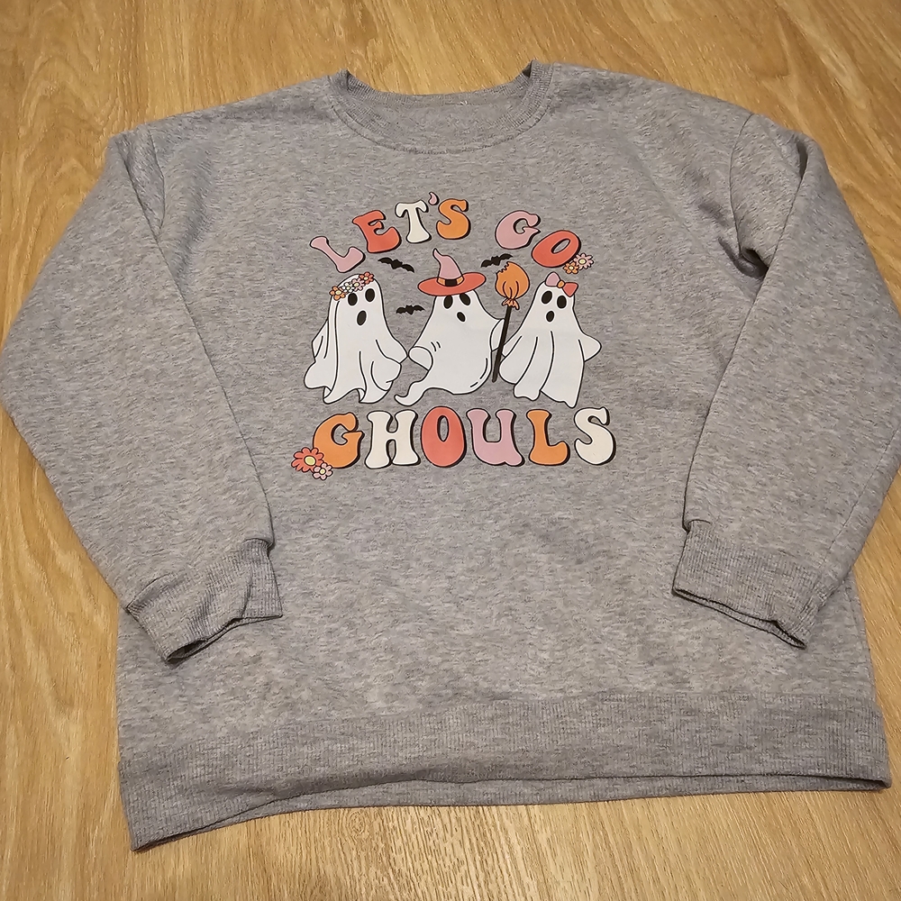 Gray Halloween Sweatshirt - Let's Go Ghouls